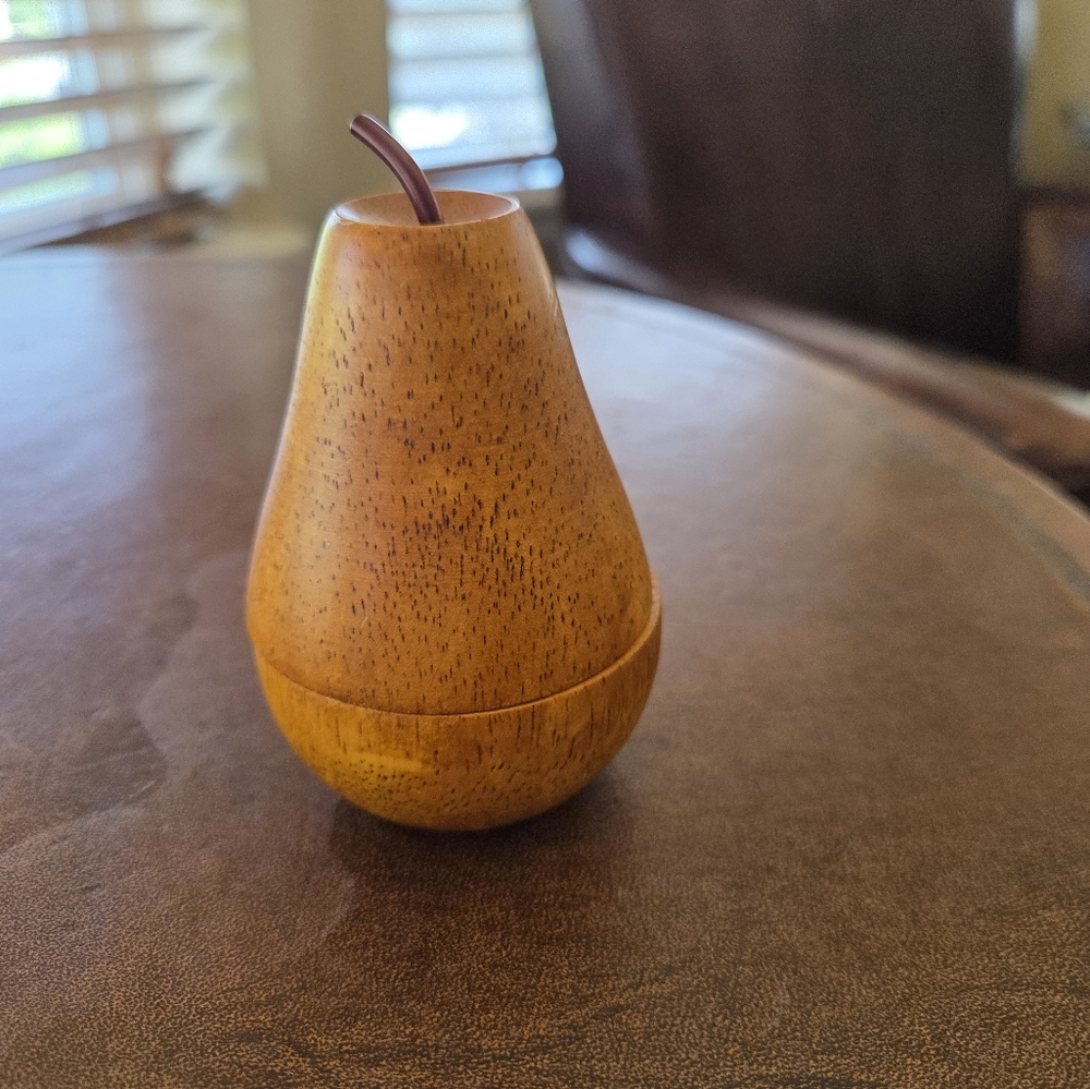 Wooden Pear Tea Light Holder
